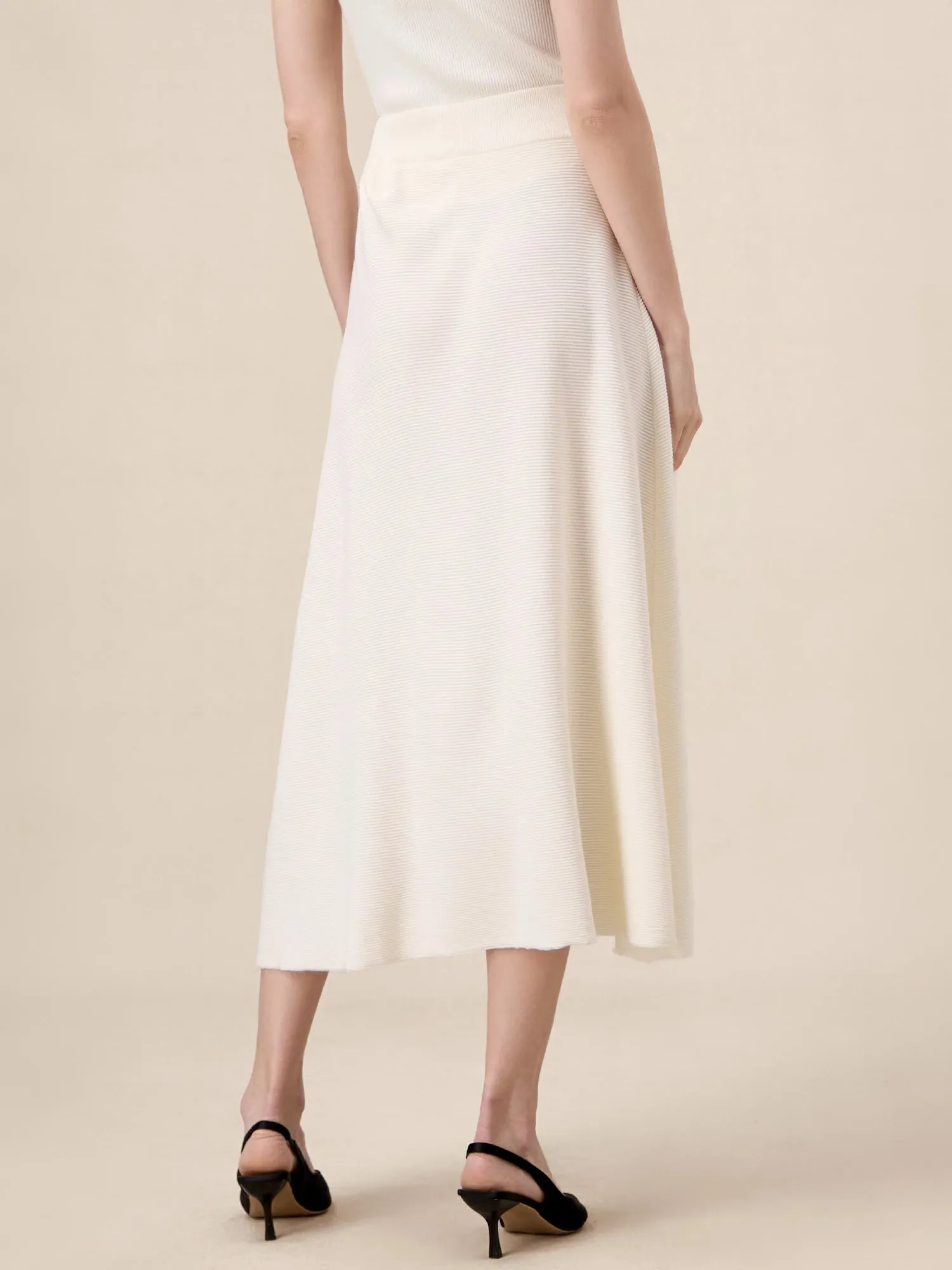 Amoretu 100% Lyocell Elastic Waist A-Line Knitted Skirt