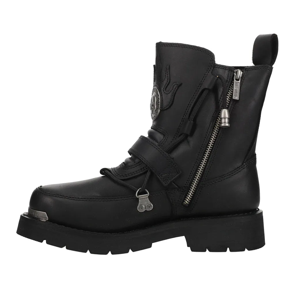 Distortion Logo Motorcycle Round Toe Boots