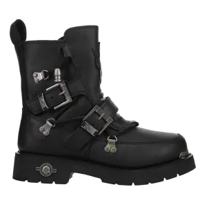 Distortion Logo Motorcycle Round Toe Boots