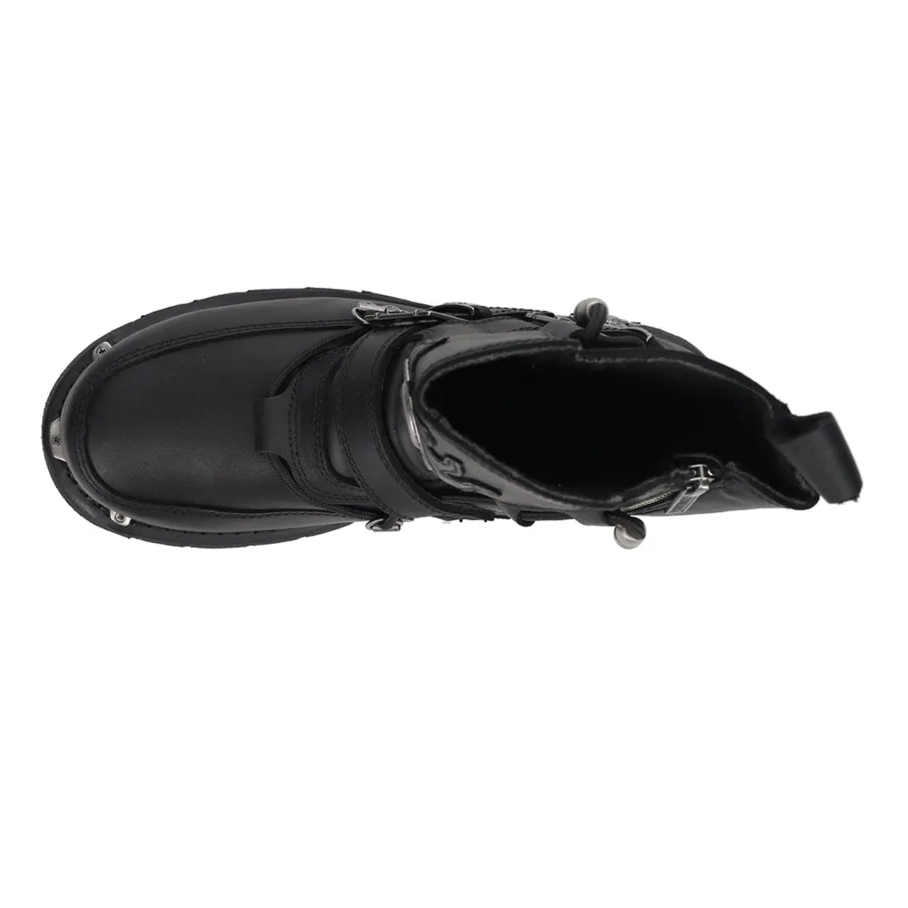 Distortion Logo Motorcycle Round Toe Boots
