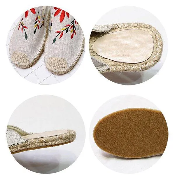 Fashion Embroidered Espadrille Flat Slippers