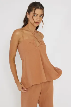 Freestyle Neck Tie Top Sand