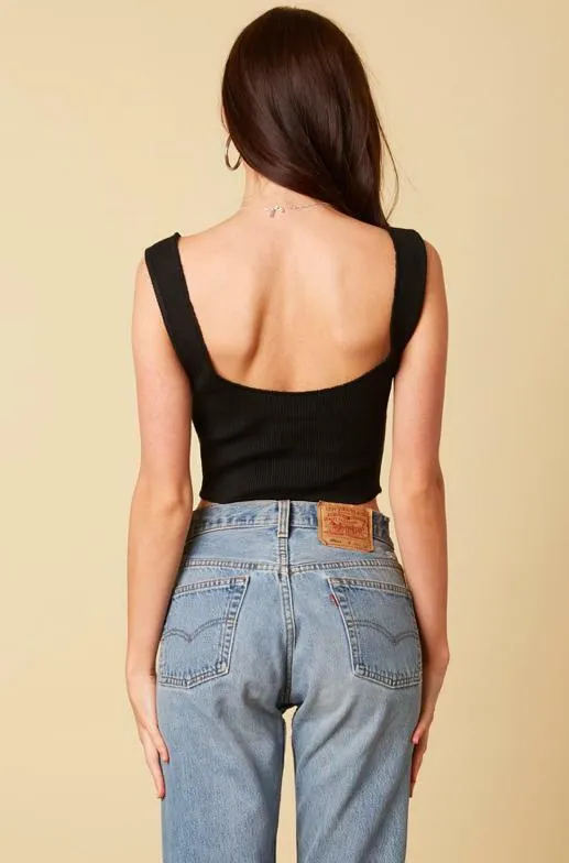 Gege Black Cropped Tank Top