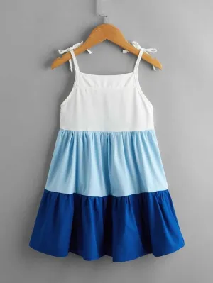 Girls’ Color Block Cami Dress in Blue