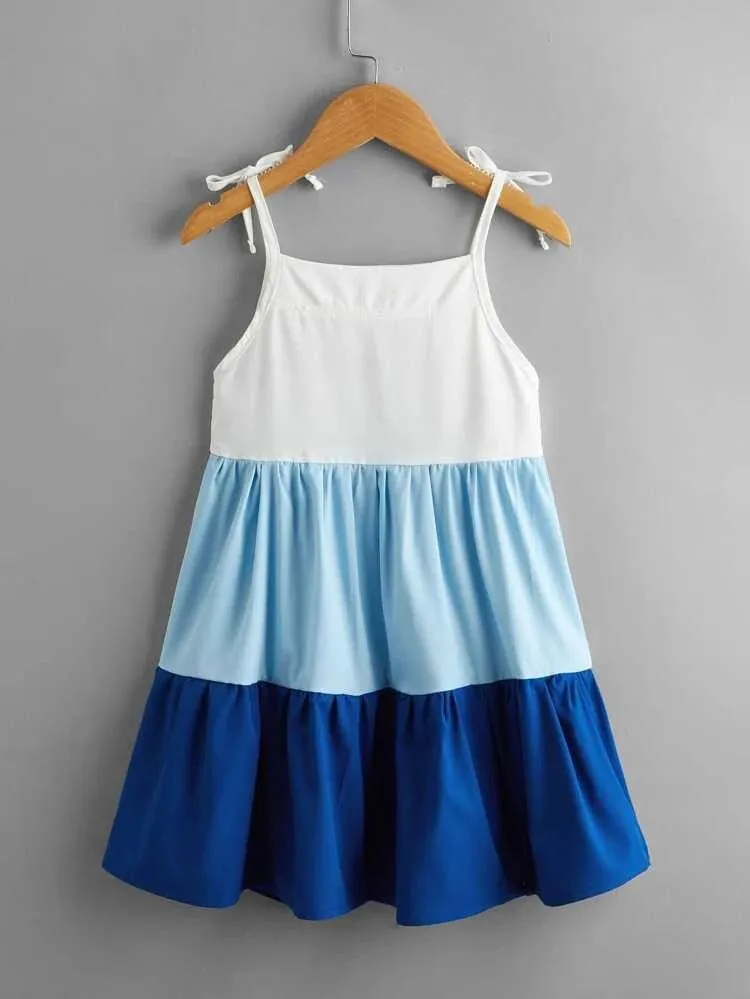 Girls’ Color Block Cami Dress in Blue