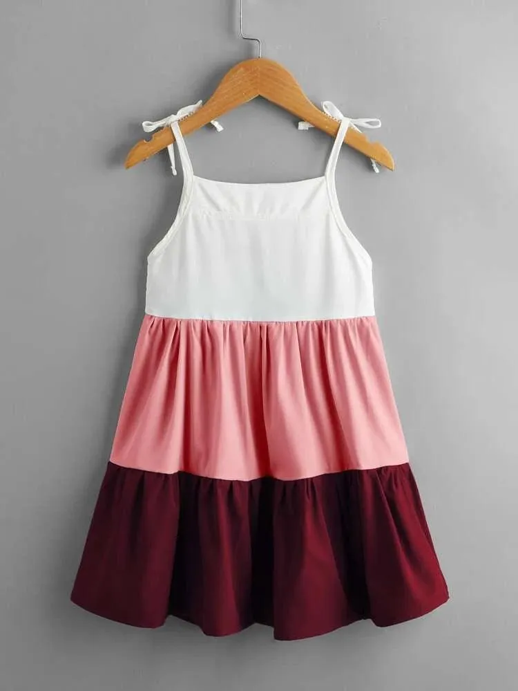 Girls’ Color Block Cami Dress in Blue