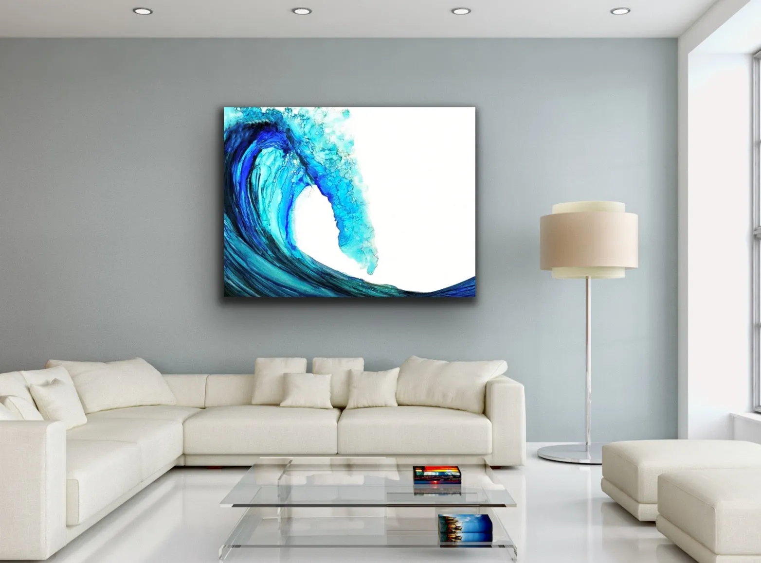 Glossy Metal print-Blue Wave