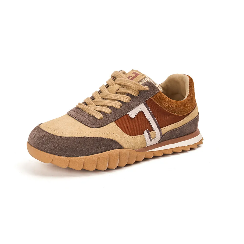 JOY&MARIO Women’s Lace-up Slip-on Cow Suede and Twill sneaker in Brown-73120W