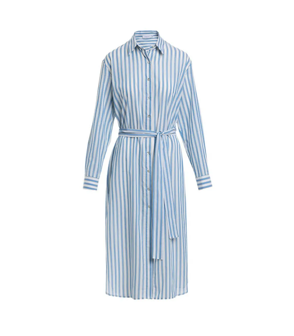 Kallia Midi Shirtdress Sky/Yellow Stripes