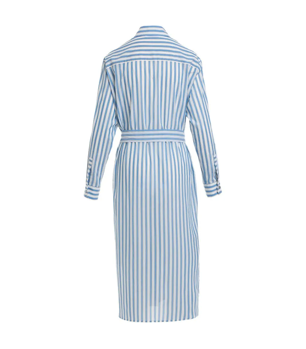 Kallia Midi Shirtdress Sky/Yellow Stripes
