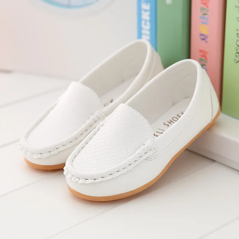 Kids Simple Solid Color PU Leather Flats