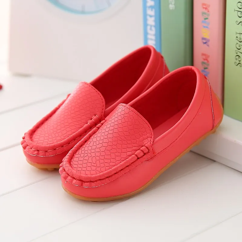 Kids Simple Solid Color PU Leather Flats