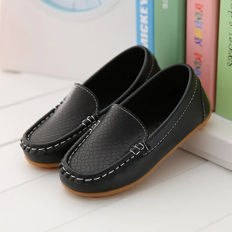 Kids Simple Solid Color PU Leather Flats