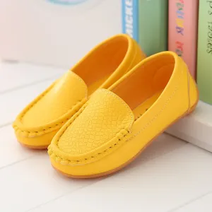 Kids Simple Solid Color PU Leather Flats