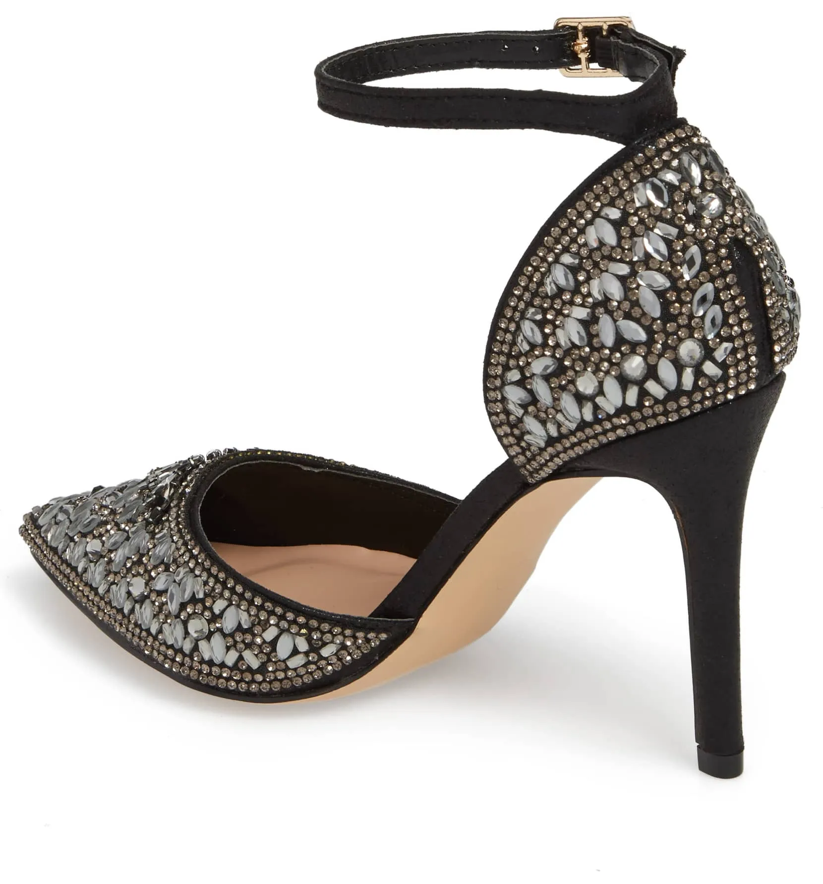 Lauren Lorraine Rose Black Embellished d'Orsay Pointed Toe Formal Dress Pumps