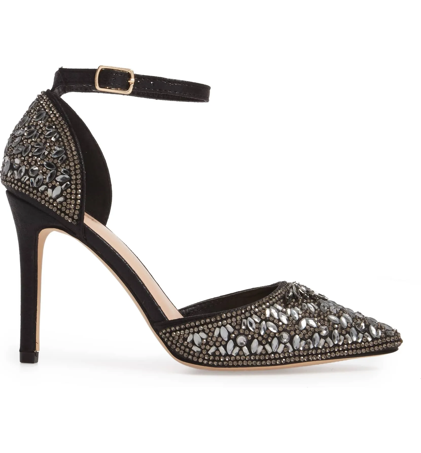 Lauren Lorraine Rose Black Embellished d'Orsay Pointed Toe Formal Dress Pumps