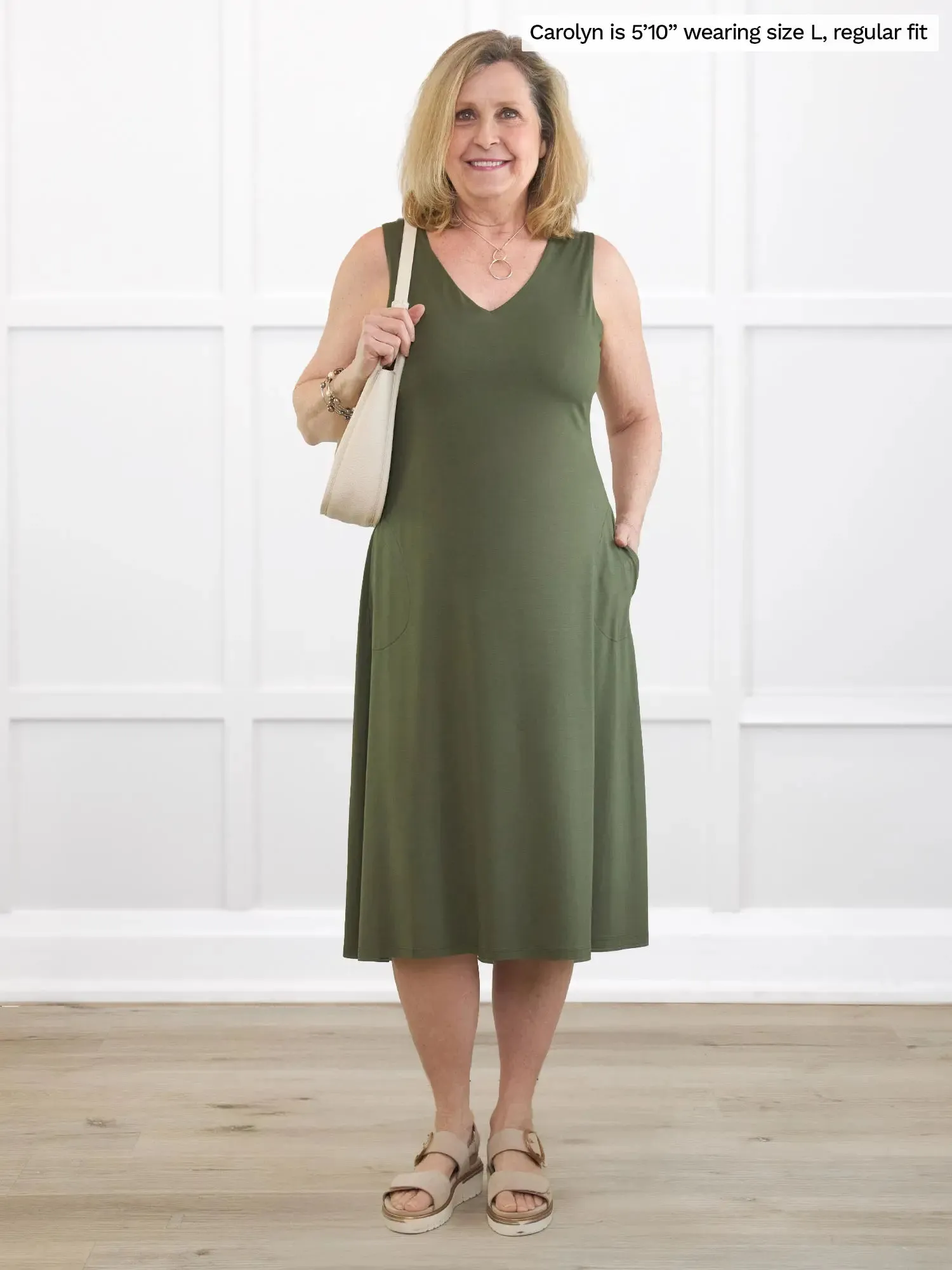 Margot v-neck midi dress with pockets