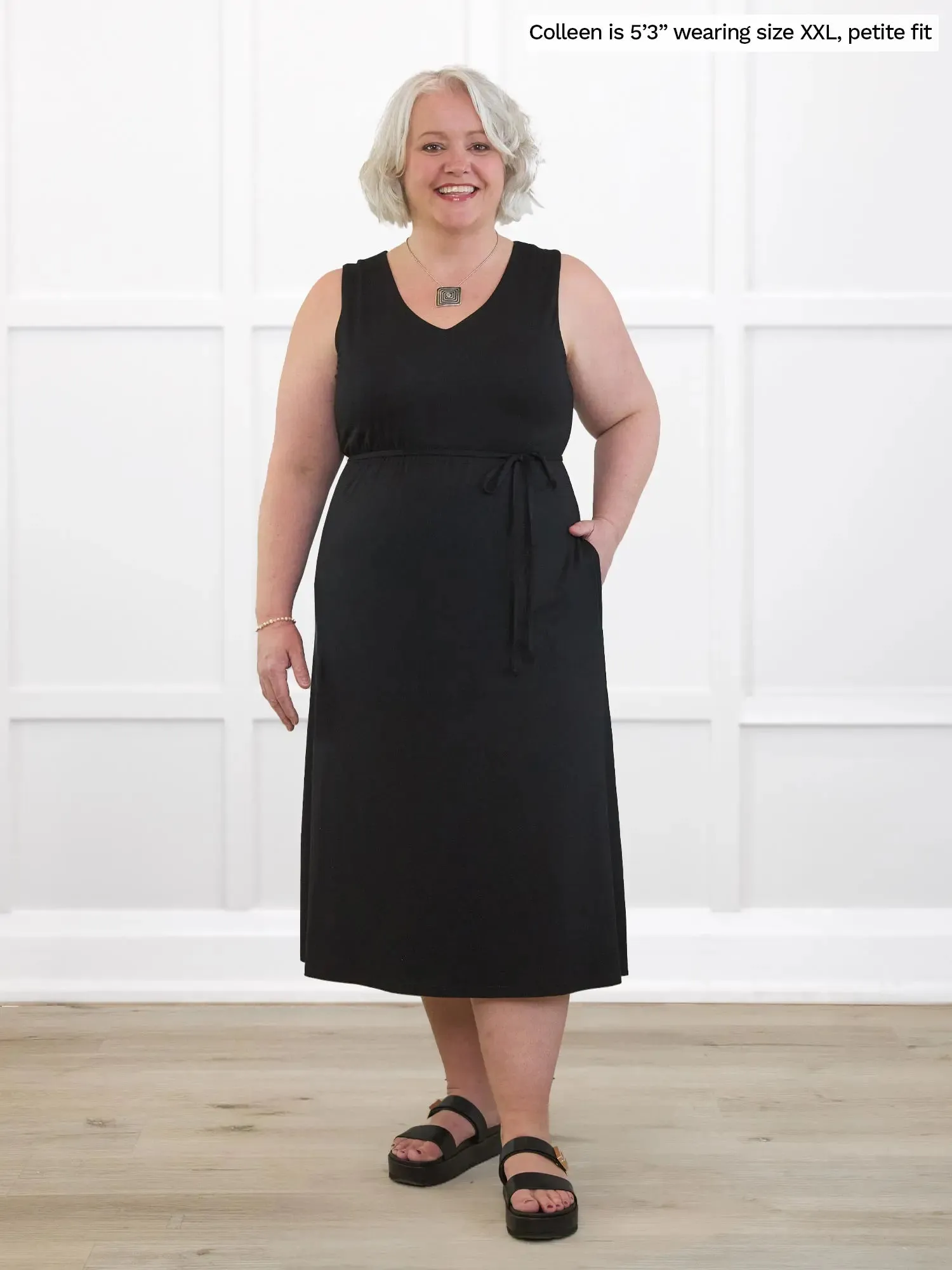 Margot v-neck midi dress with pockets