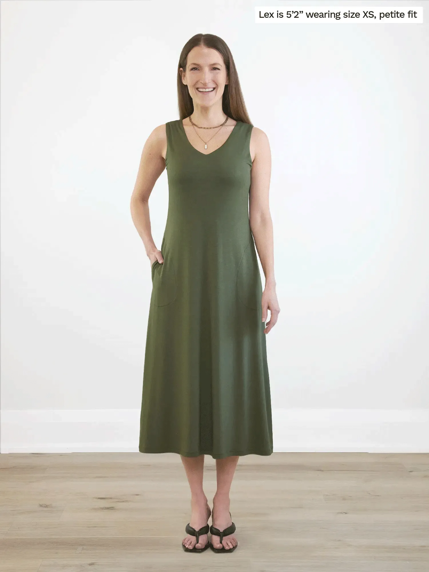 Margot v-neck midi dress with pockets