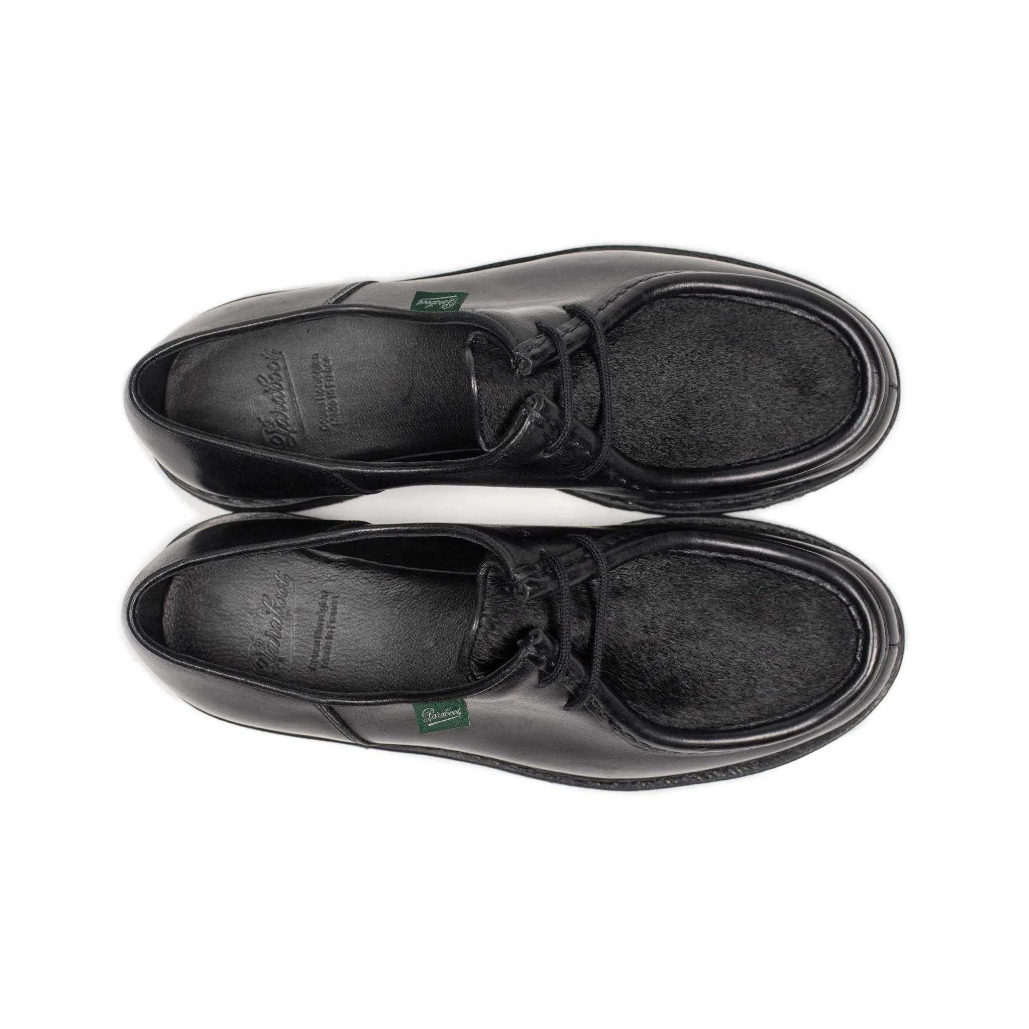 Michael tyrolean derbies in  Noir Lisse poil black leather with black hair