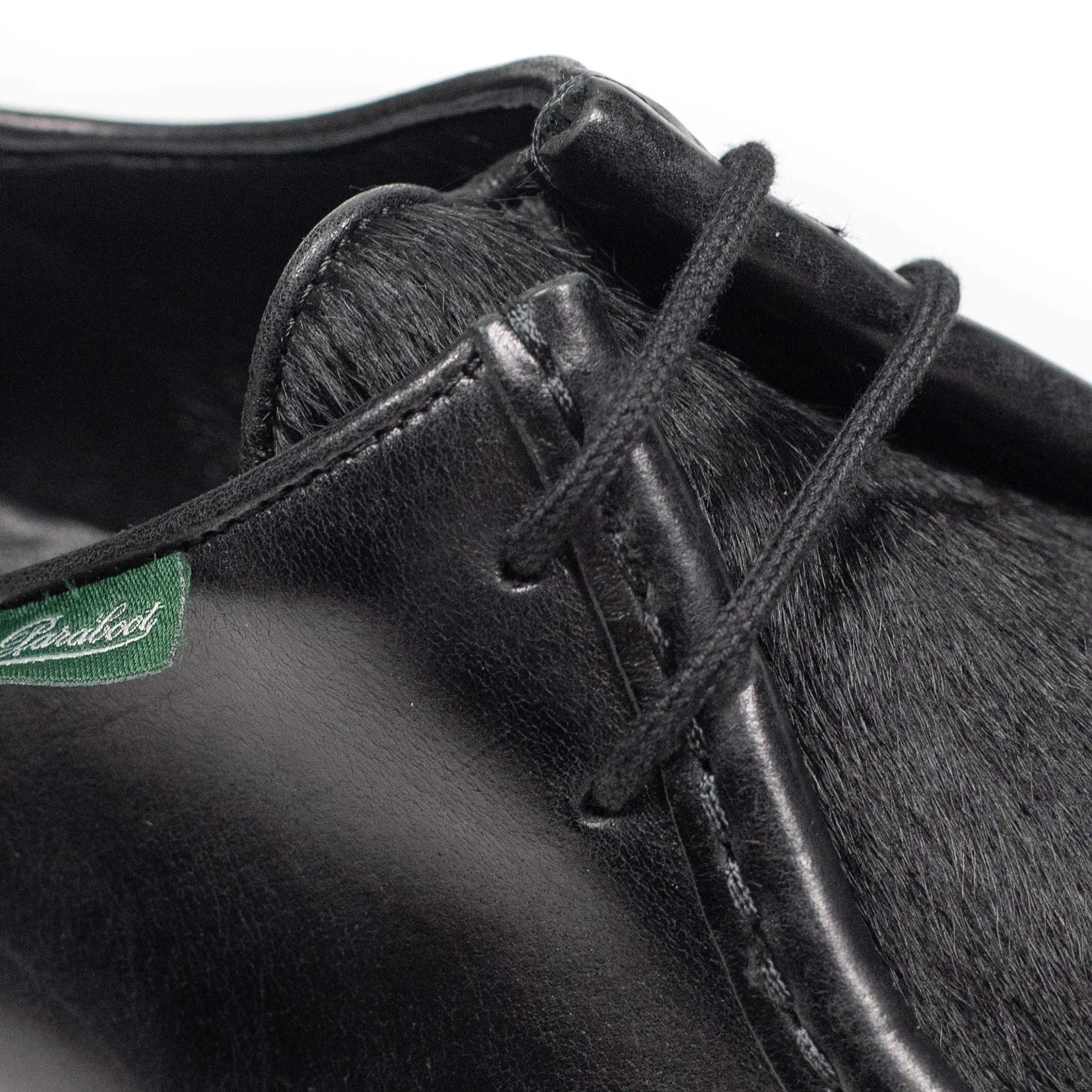 Michael tyrolean derbies in  Noir Lisse poil black leather with black hair