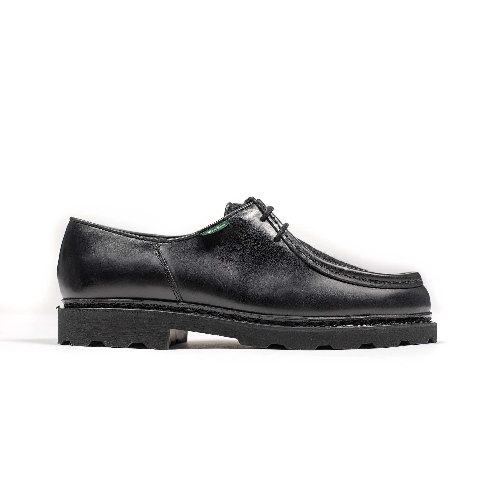 Michael tyrolean derbies in  Noir Lisse poil black leather with black hair
