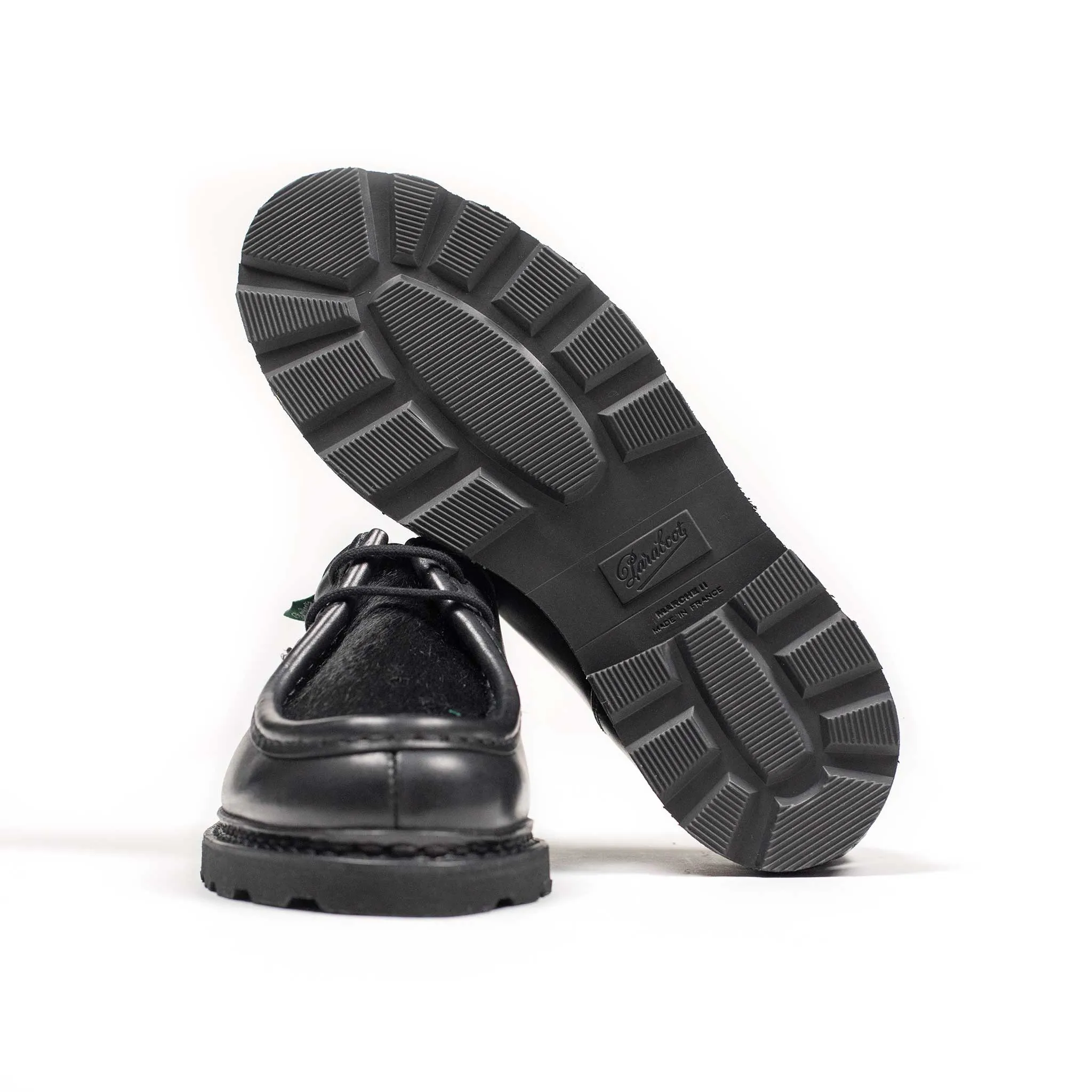 Michael tyrolean derbies in  Noir Lisse poil black leather with black hair