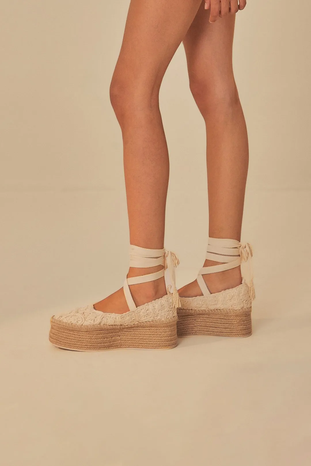 Natural Ballerina Espadrille Flatform Sandal
