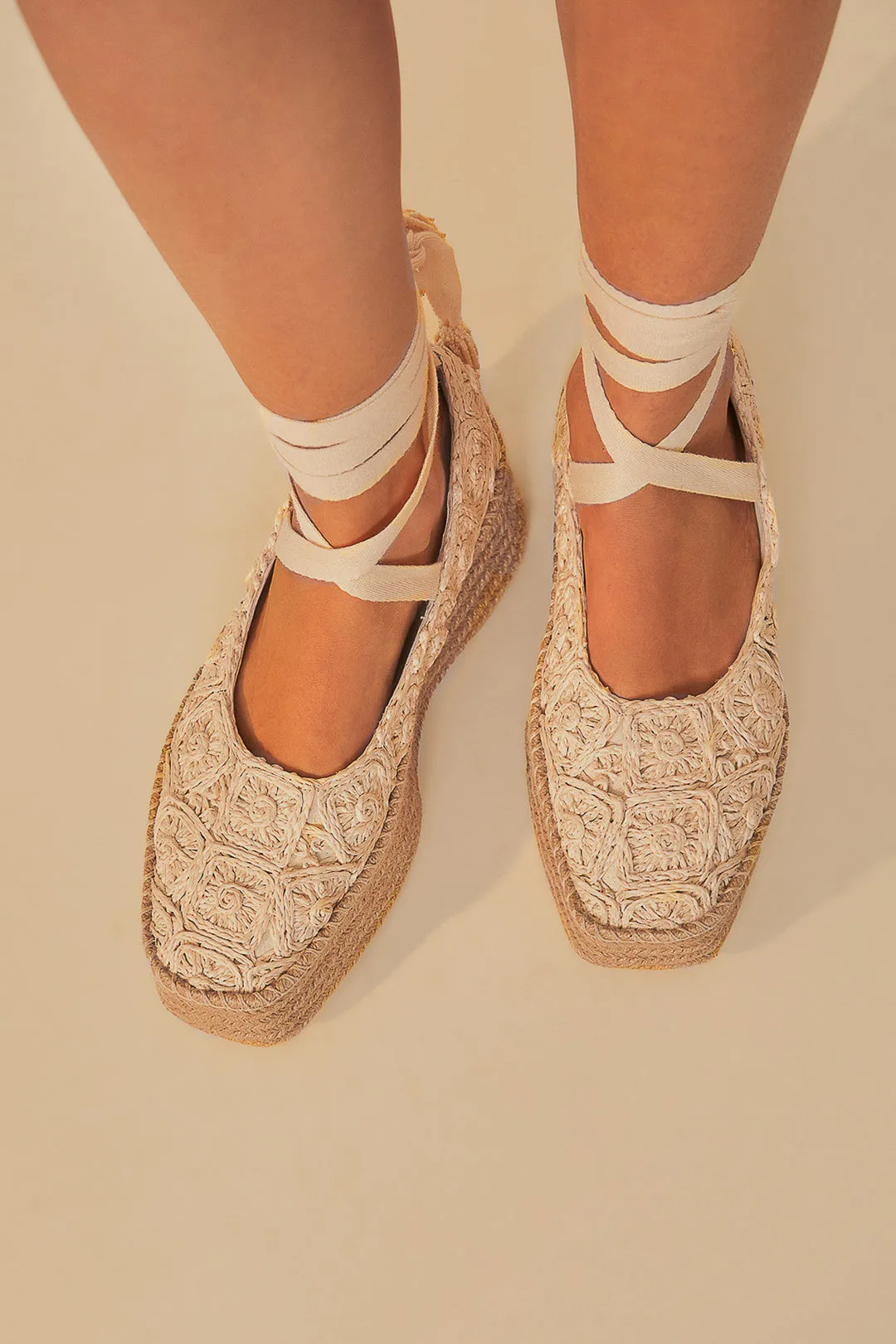 Natural Ballerina Espadrille Flatform Sandal