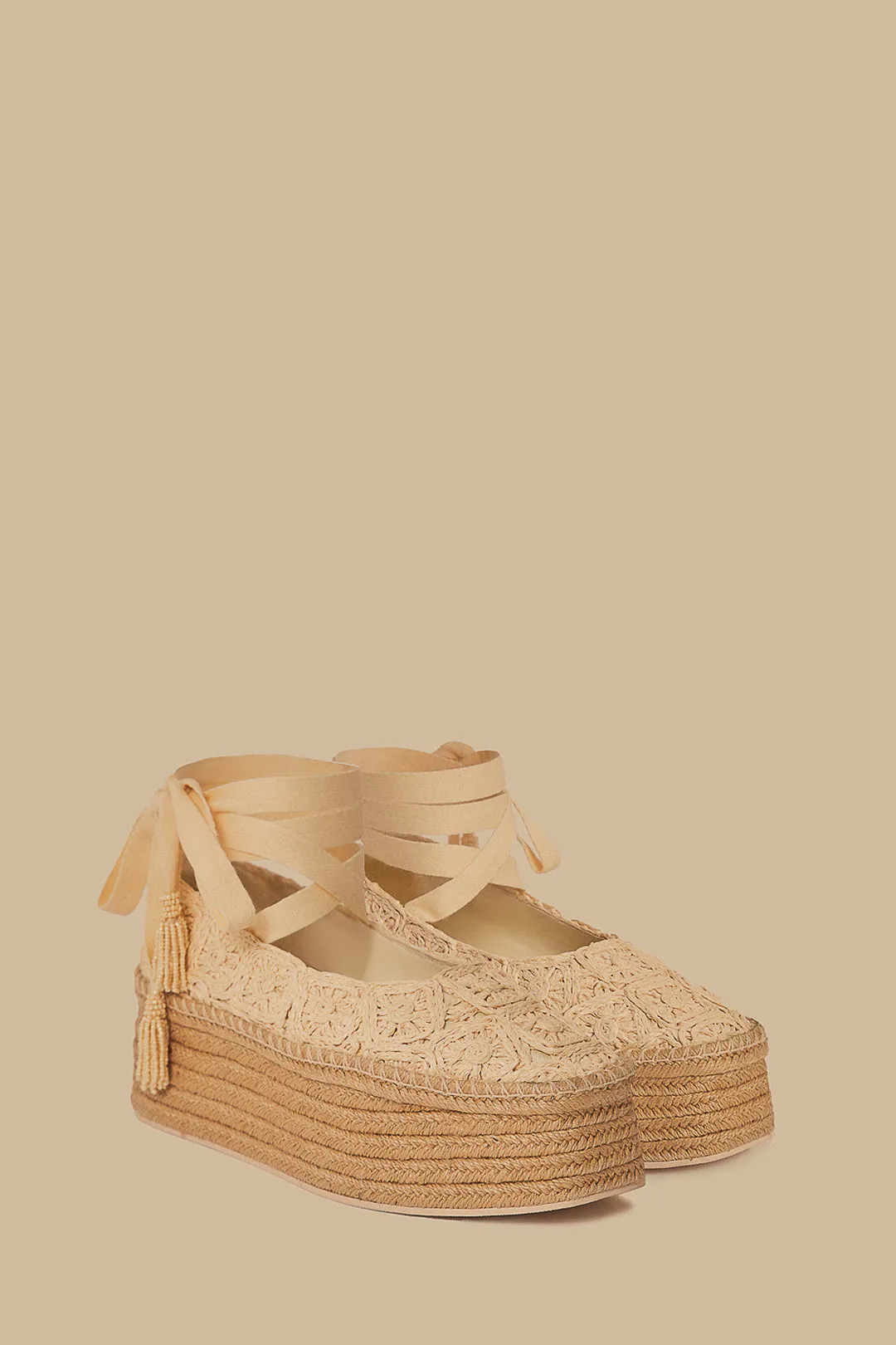 Natural Ballerina Espadrille Flatform Sandal