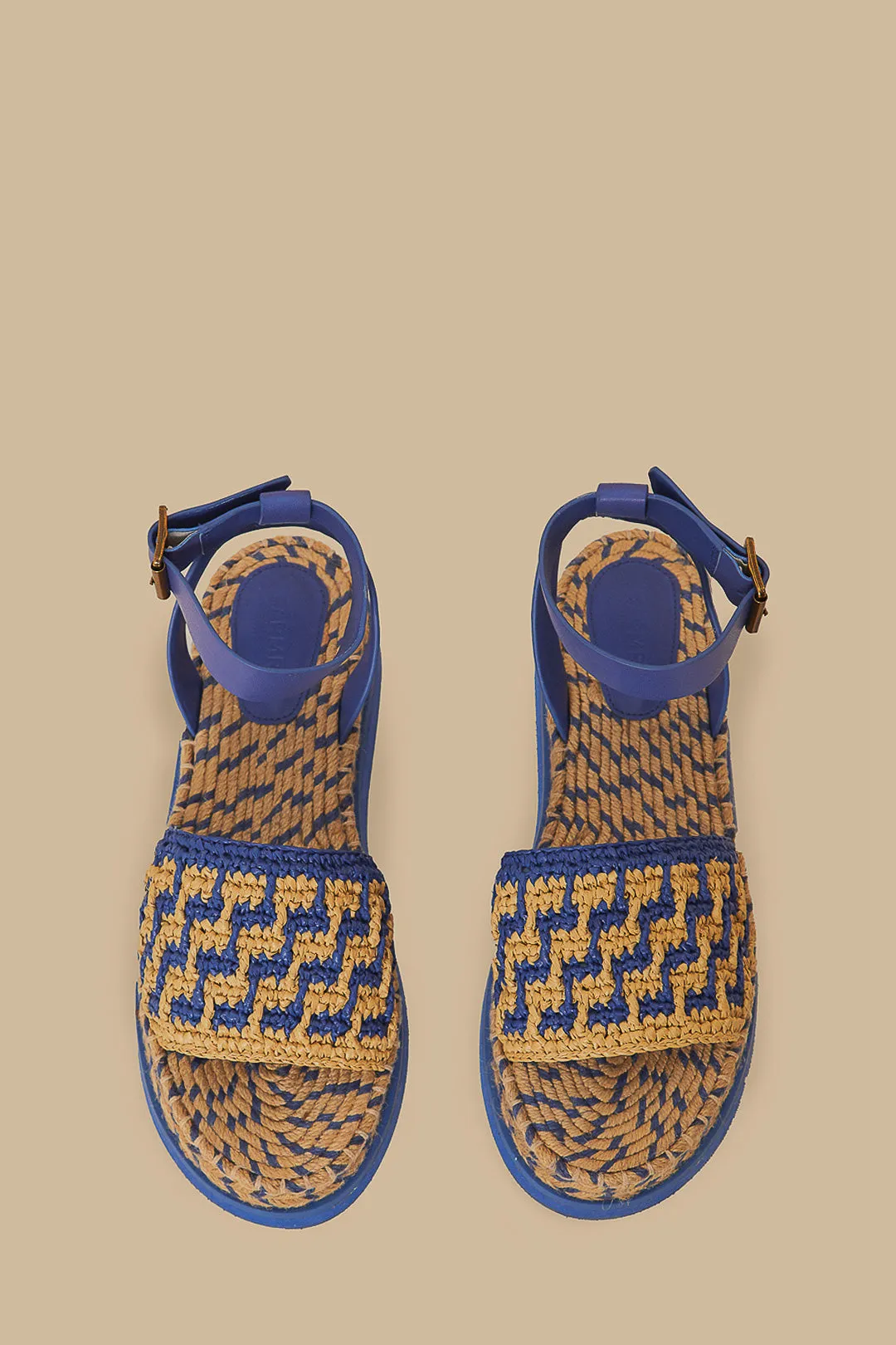 Navy Crochet Espadrille Flatform Sandal