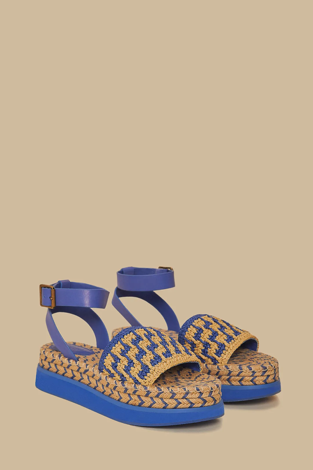 Navy Crochet Espadrille Flatform Sandal