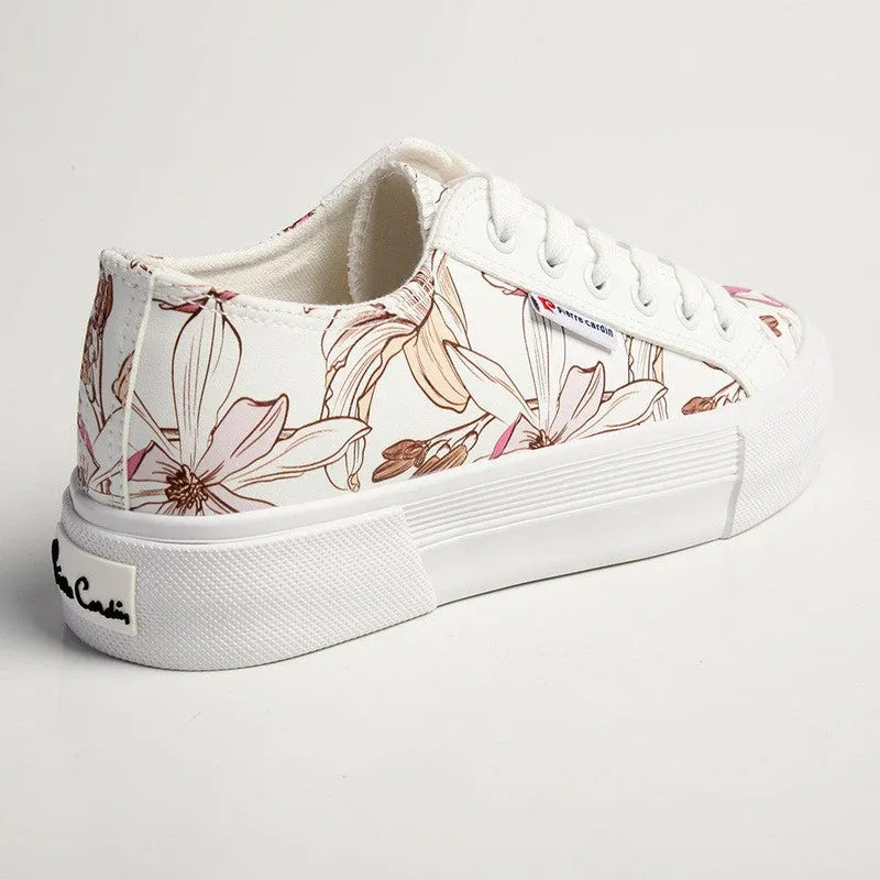 Pierre Cardin Lucienne Floral Lace Up Sneaker - White Multi