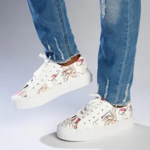 Pierre Cardin Lucienne Floral Lace Up Sneaker - White Multi