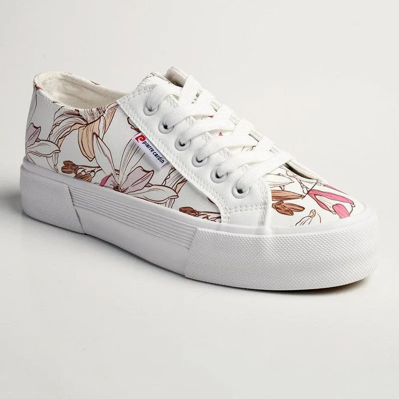 Pierre Cardin Lucienne Floral Lace Up Sneaker - White Multi