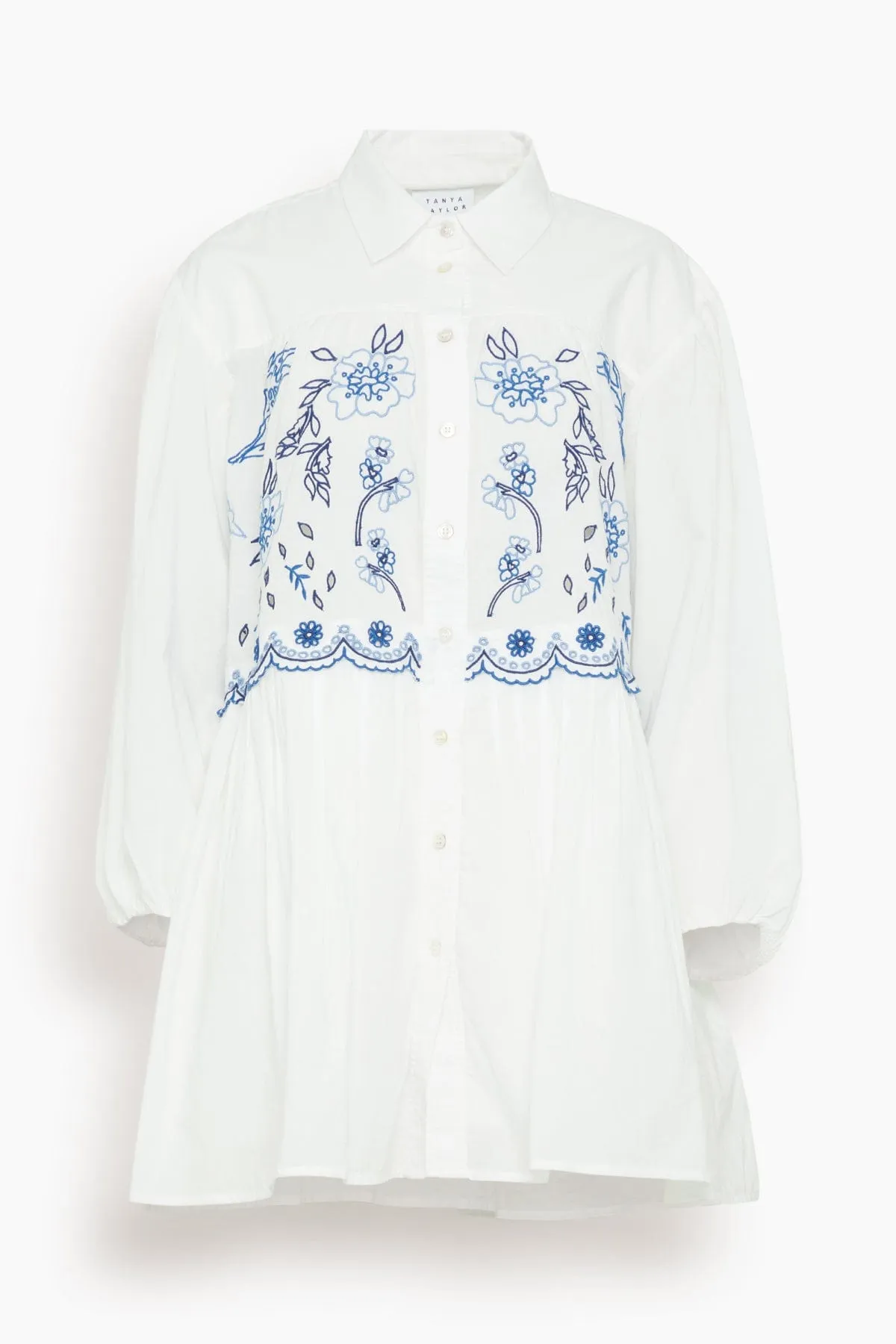 Pippa Dress in Optic White/Blue Multi