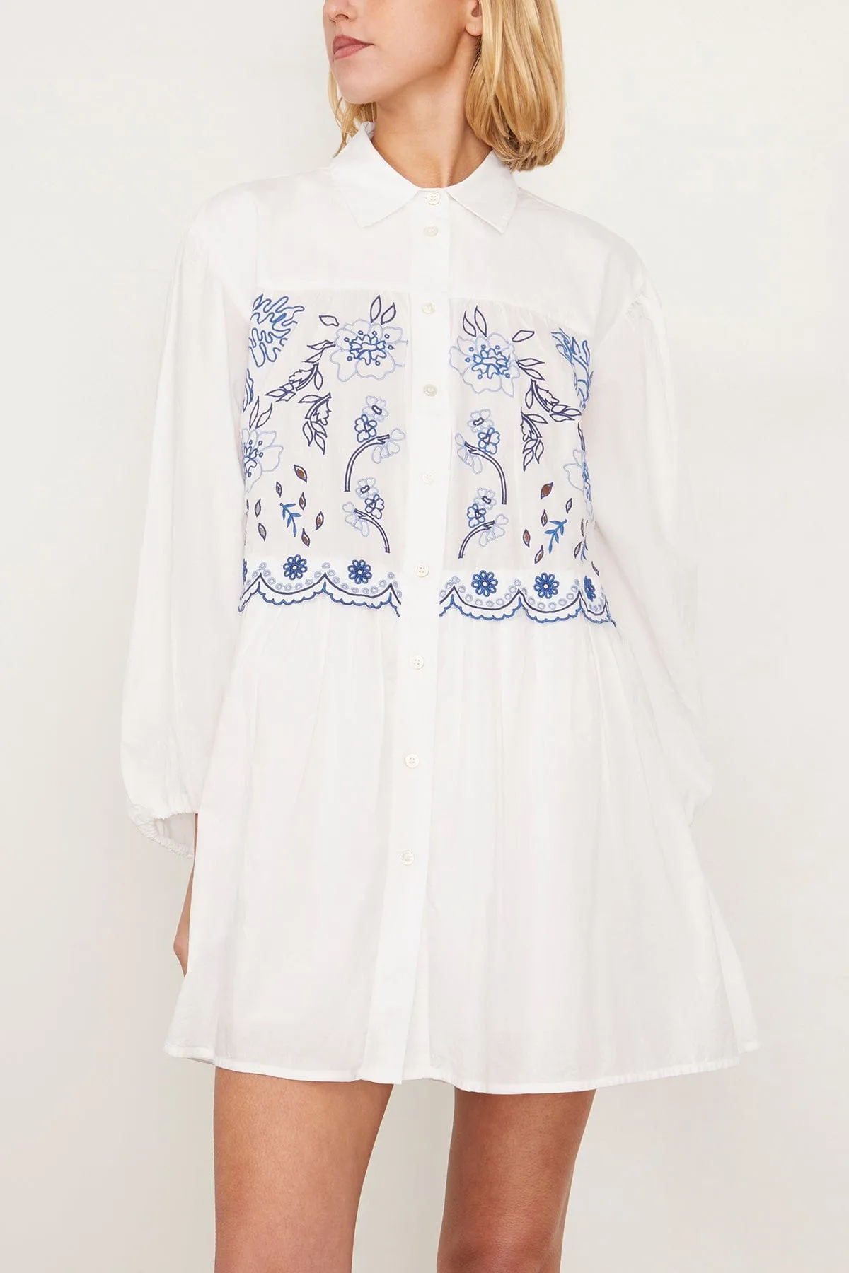 Pippa Dress in Optic White/Blue Multi