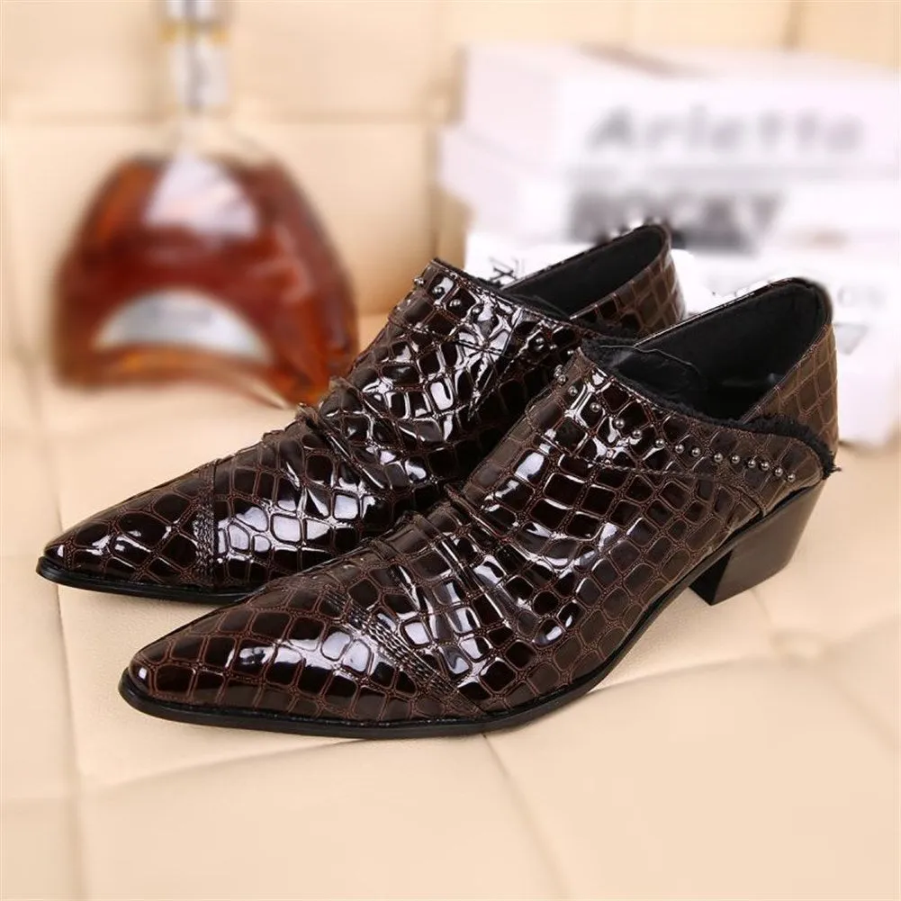 Pointed Slip on Low Top 5cm Heel Men Oxfords