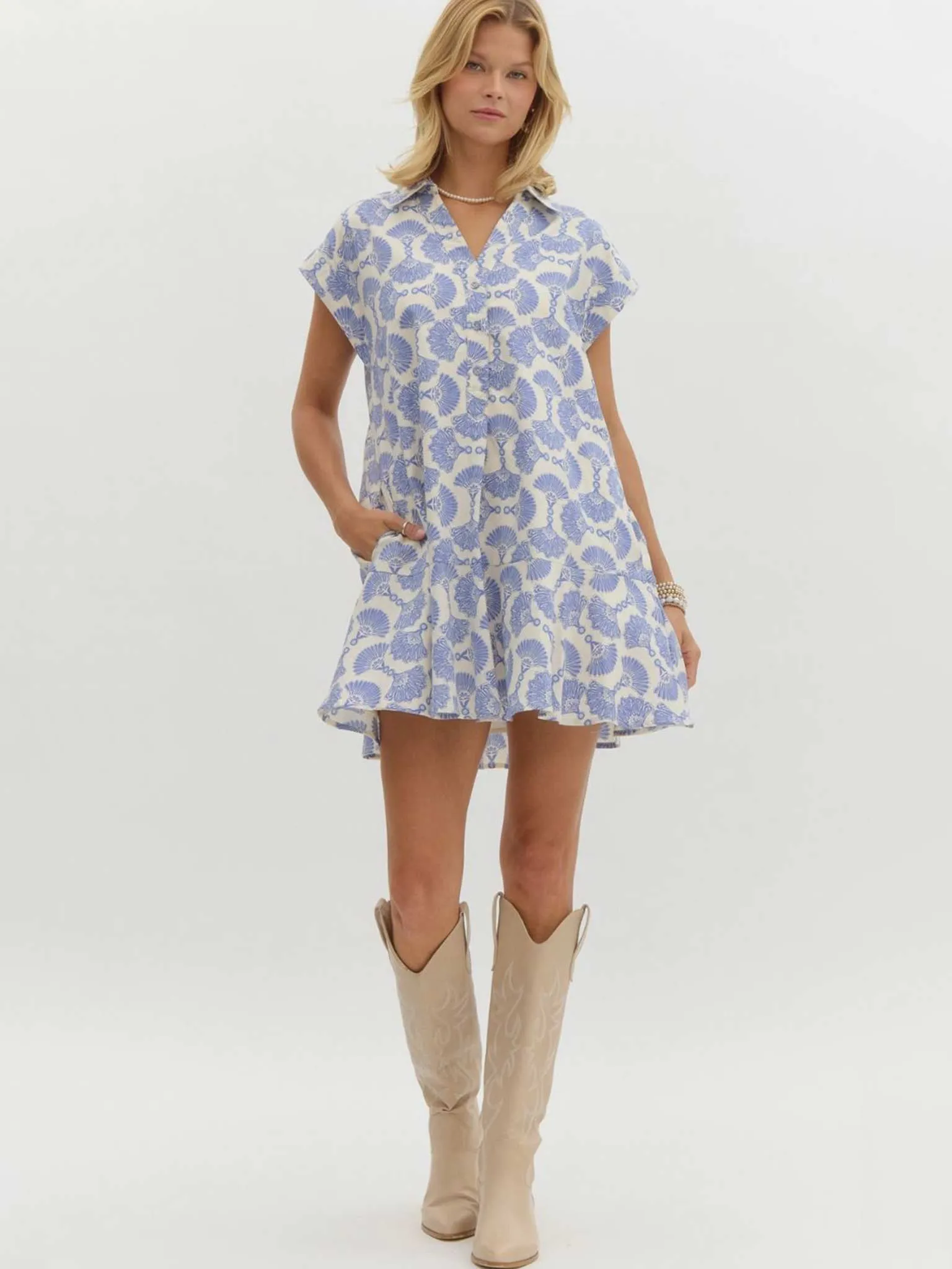 Printed Sleeveless Pullover Mini Dress