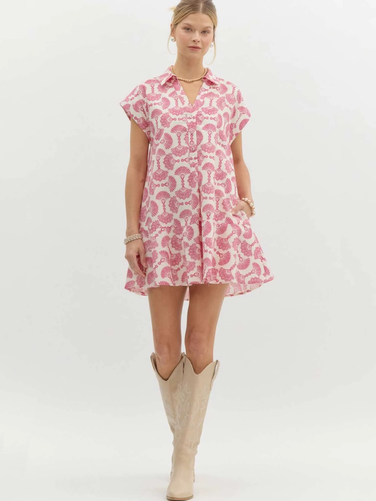 Printed Sleeveless Pullover Mini Dress