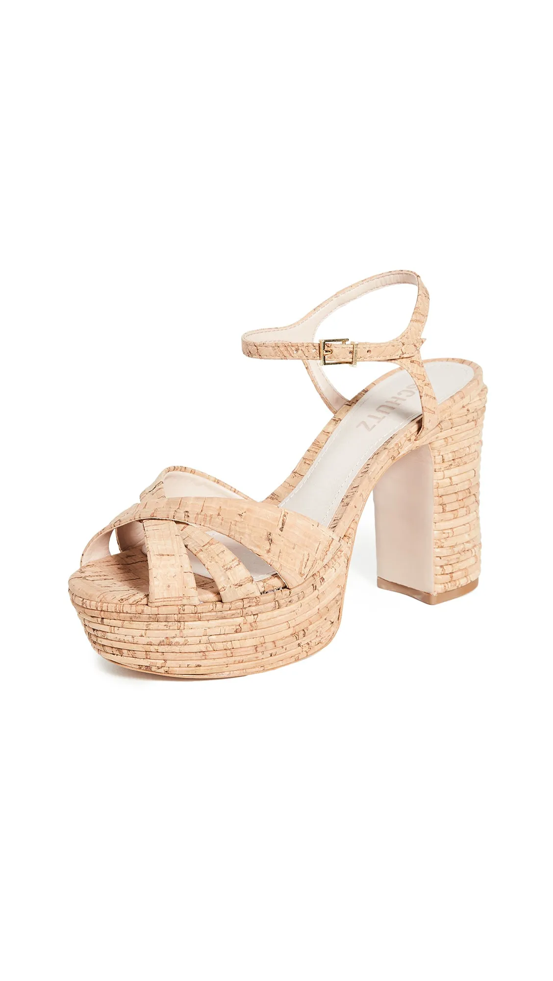 Schutz Darilia Chunky Heeled Crisscross Open toe Sandals Natural (10, Natural)
