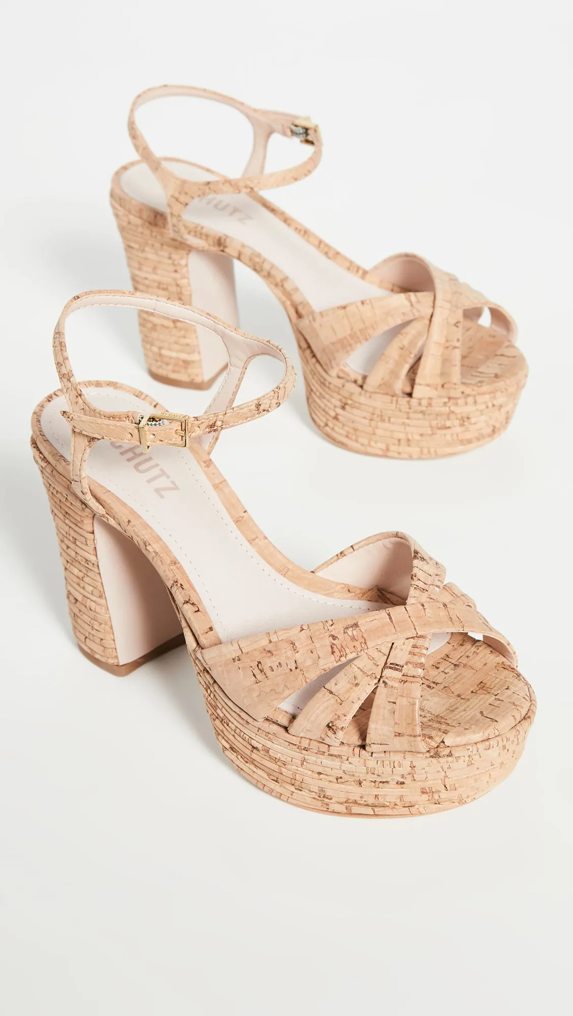 Schutz Darilia Chunky Heeled Crisscross Open toe Sandals Natural (10, Natural)