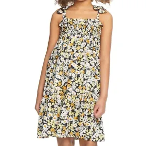 Social Standard by Sanctuary Girls Floral Garden Valley Black Yellow Sundress