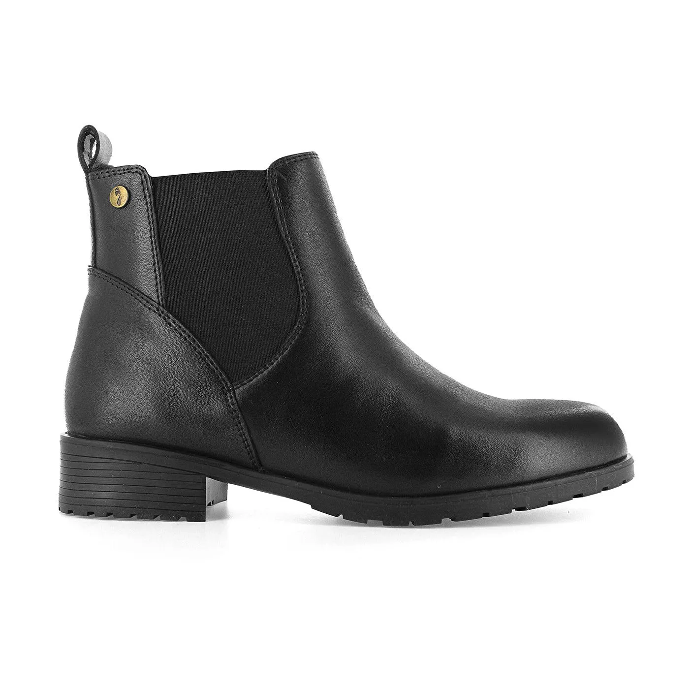 Strive Windsor Ladies Black Leather Arch Support Side Zip Ankle Boots
