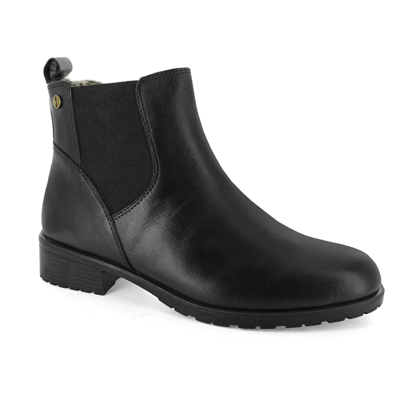 Strive Windsor Ladies Black Leather Arch Support Side Zip Ankle Boots