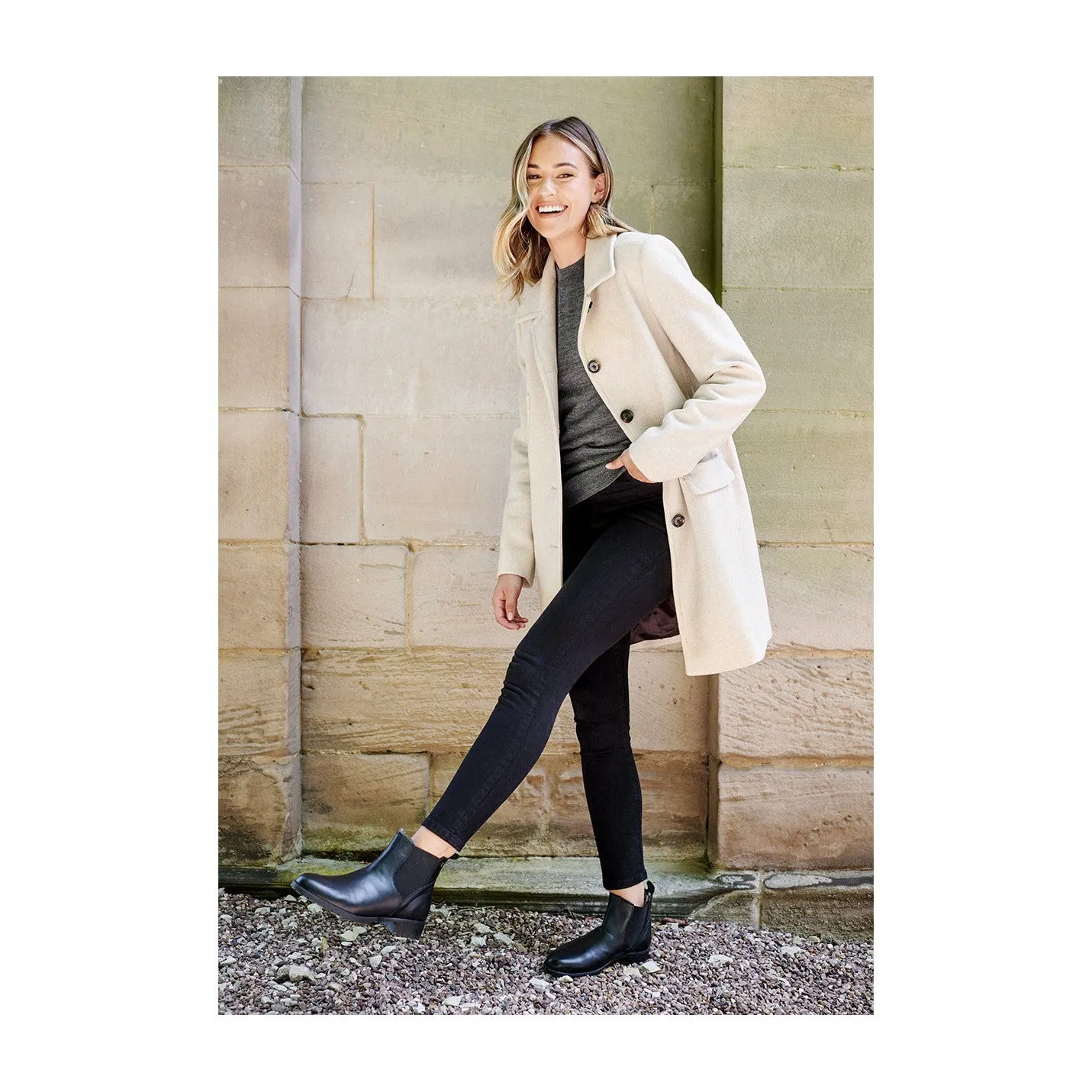Strive Windsor Ladies Black Leather Arch Support Side Zip Ankle Boots