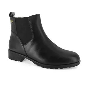 Strive Windsor Ladies Black Leather Arch Support Side Zip Ankle Boots