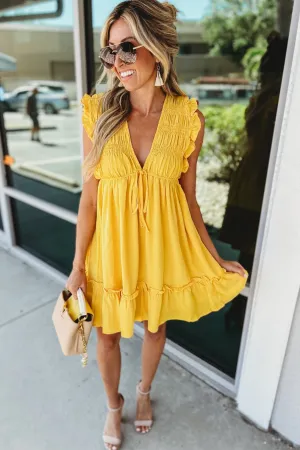 *Sweet Sunshine Tie Back Ruffle Dress