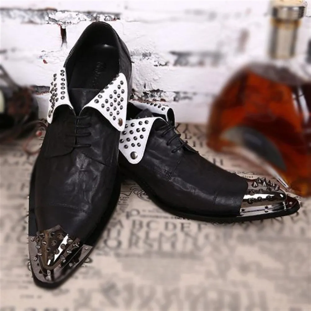 Two Tones Steel Toe Men Oxfords with Decoration