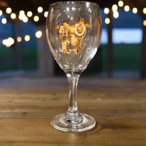 Wine Goblet with Boots & Saddle